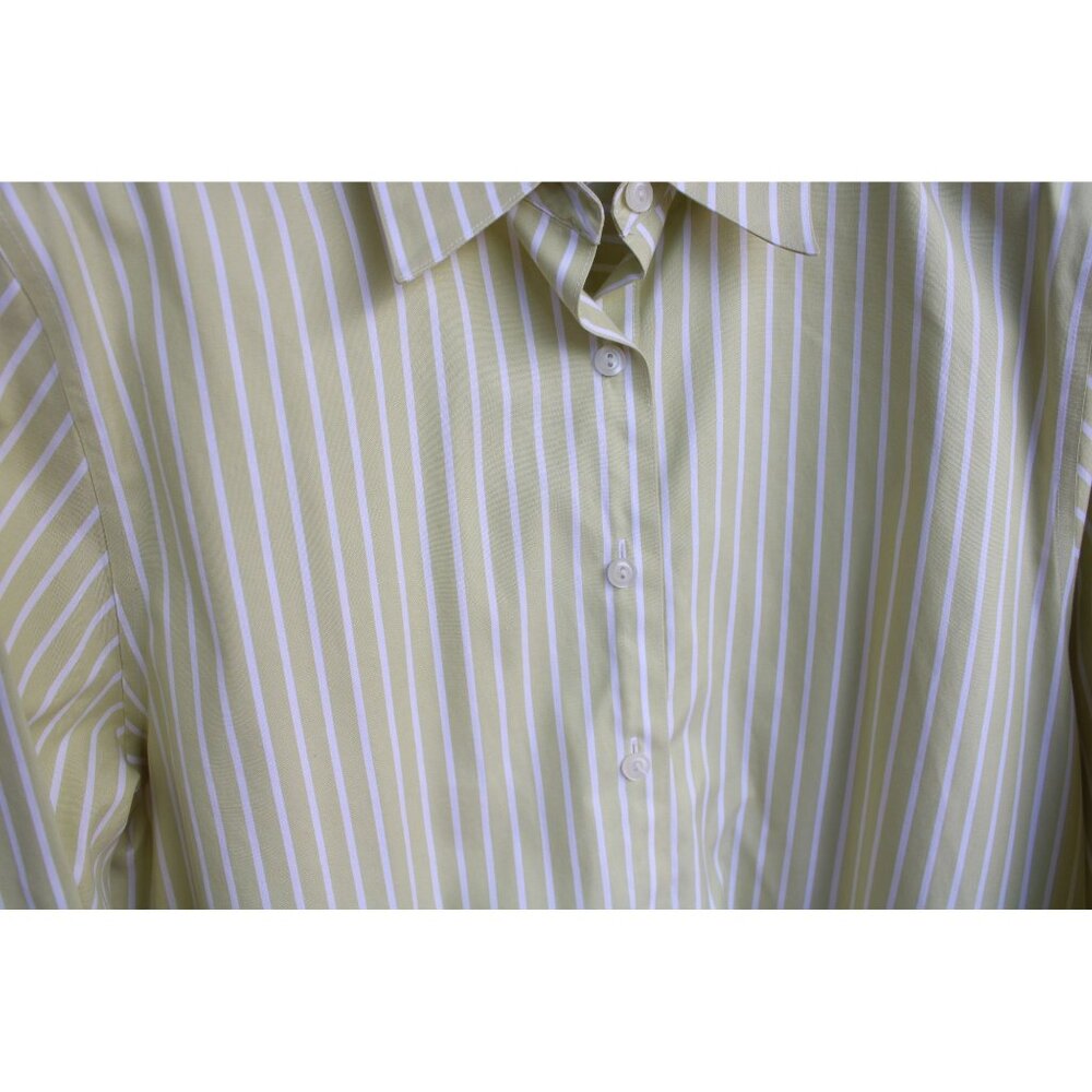 Foxcroft Green Striped Ladies Shirt Blouse Wrinkle Free Size 14 93461 - Picture 2 of 6
